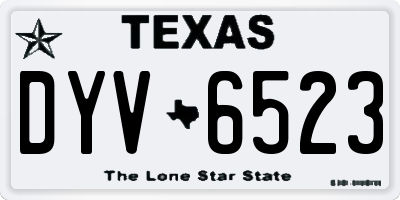 TX license plate DYV6523