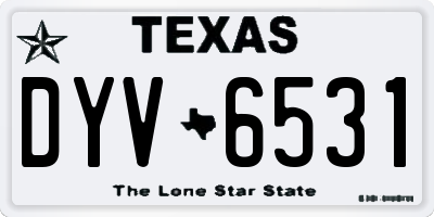TX license plate DYV6531