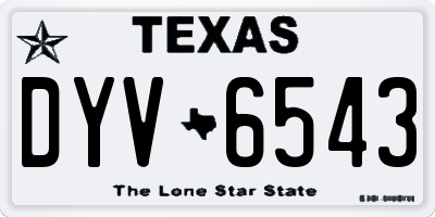 TX license plate DYV6543