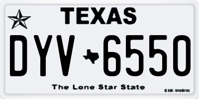 TX license plate DYV6550