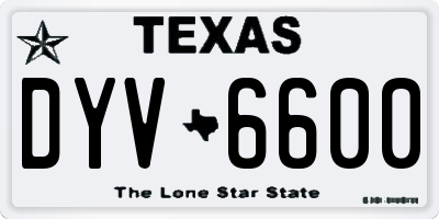 TX license plate DYV6600