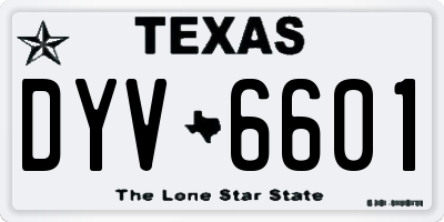TX license plate DYV6601