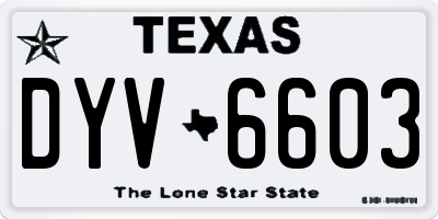 TX license plate DYV6603