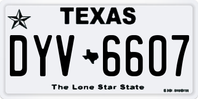 TX license plate DYV6607