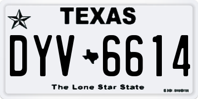 TX license plate DYV6614