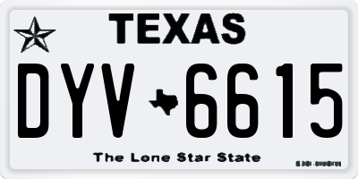 TX license plate DYV6615