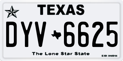 TX license plate DYV6625
