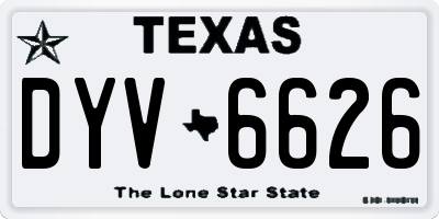 TX license plate DYV6626