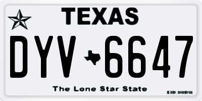 TX license plate DYV6647