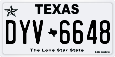 TX license plate DYV6648