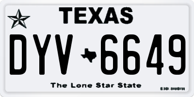 TX license plate DYV6649