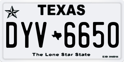 TX license plate DYV6650