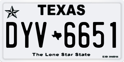 TX license plate DYV6651