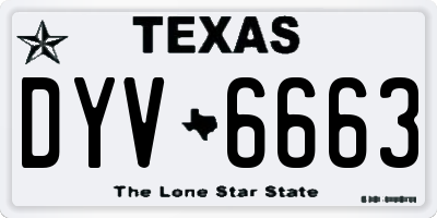 TX license plate DYV6663