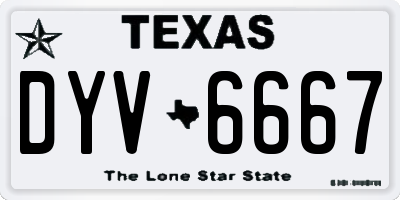 TX license plate DYV6667