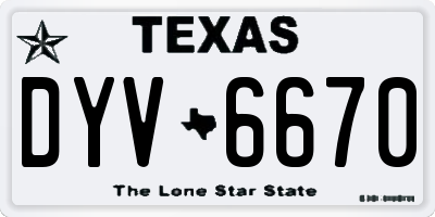 TX license plate DYV6670