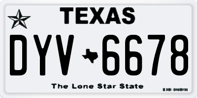 TX license plate DYV6678