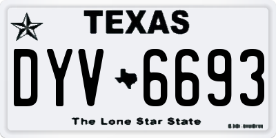 TX license plate DYV6693