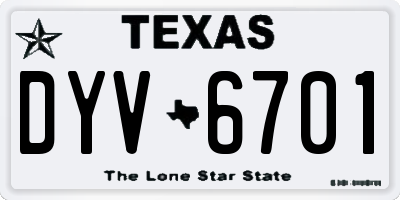 TX license plate DYV6701