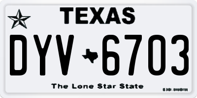 TX license plate DYV6703