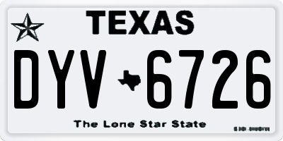 TX license plate DYV6726