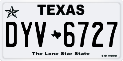 TX license plate DYV6727