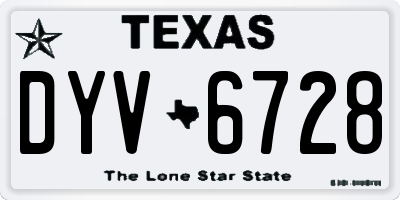 TX license plate DYV6728