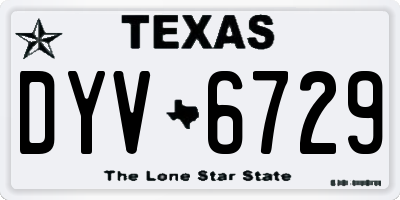 TX license plate DYV6729