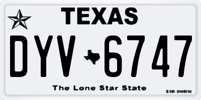 TX license plate DYV6747