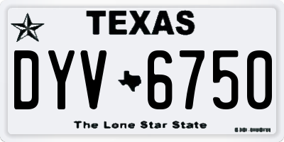 TX license plate DYV6750