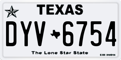 TX license plate DYV6754