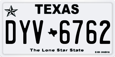 TX license plate DYV6762