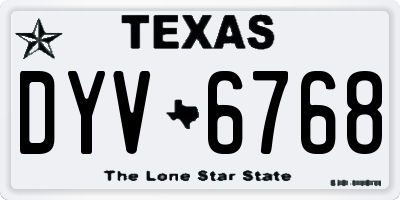 TX license plate DYV6768