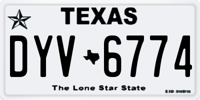 TX license plate DYV6774