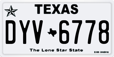 TX license plate DYV6778