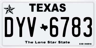 TX license plate DYV6783
