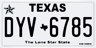 TX license plate DYV6785