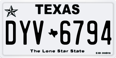 TX license plate DYV6794