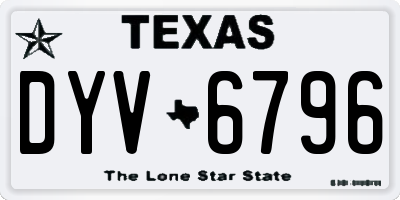 TX license plate DYV6796