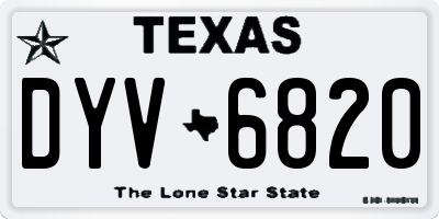 TX license plate DYV6820