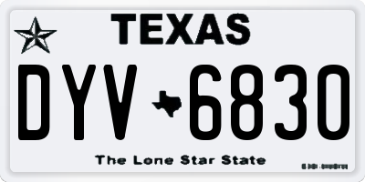 TX license plate DYV6830