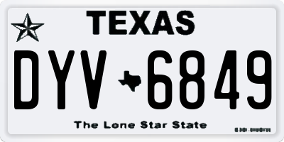 TX license plate DYV6849