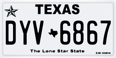 TX license plate DYV6867
