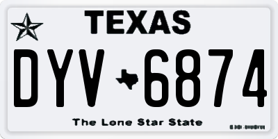 TX license plate DYV6874