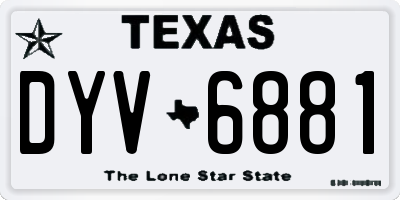 TX license plate DYV6881