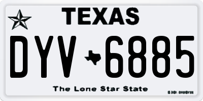 TX license plate DYV6885