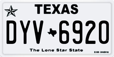 TX license plate DYV6920