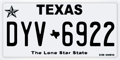 TX license plate DYV6922