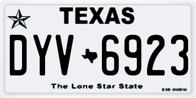 TX license plate DYV6923