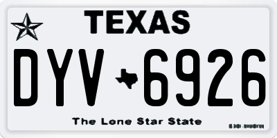 TX license plate DYV6926